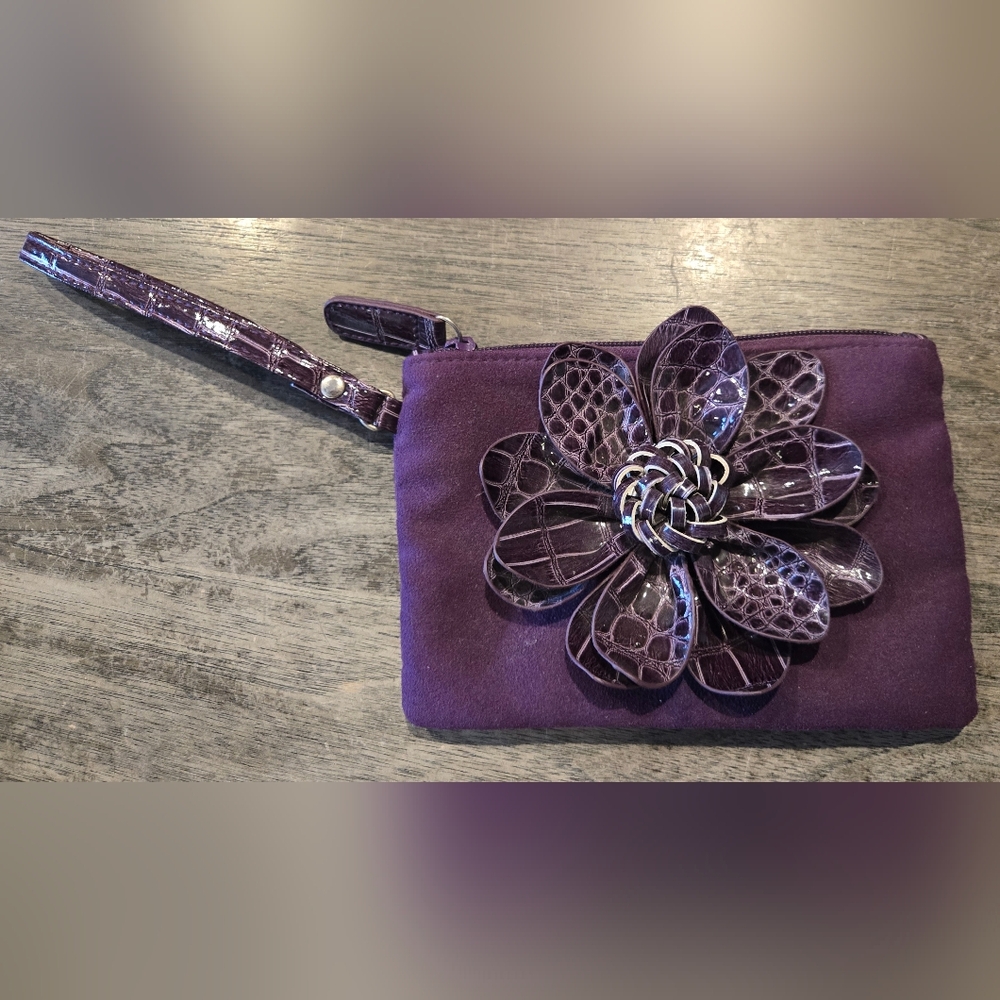 Elegant Purple Clutch with Floral Accent